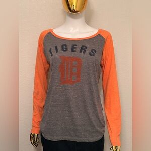 Orange\Gray Distressed Wright&Ditson Detroit Tigers Long Sleeve T-shirt. Sz W-XL